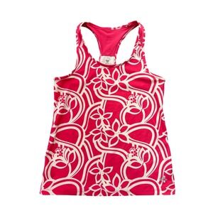Old Navy Activewear Tank Top Women Medium Pink Floral Racerback Mesh Reflective